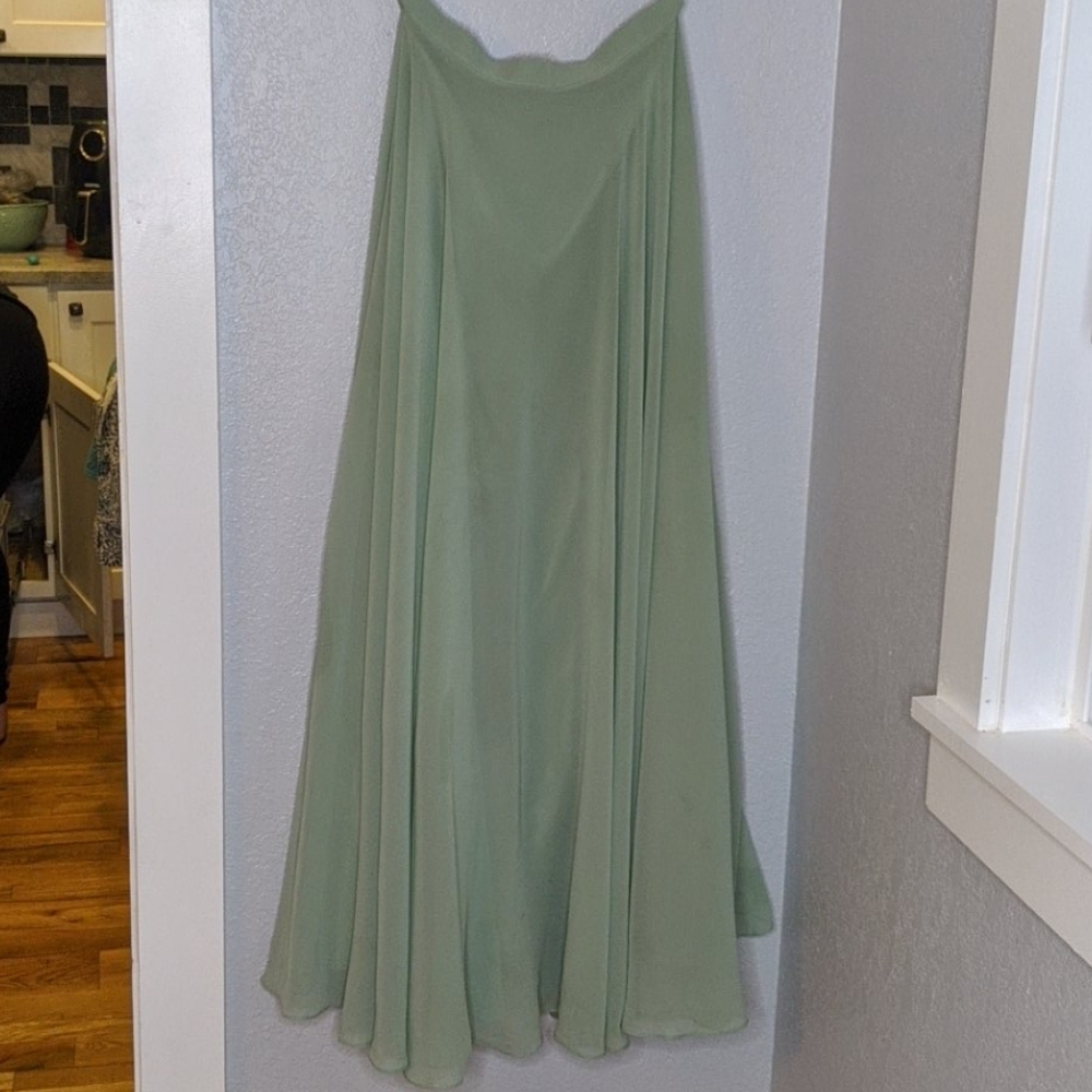 Revelry Lola Chiffon green brides maid maxi skirt
